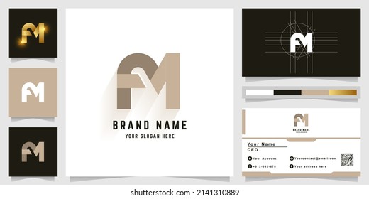 Letter FM or AM monogram logo with business card design