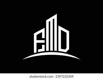 Letter FMD building vector monogram logo design template. Building Shape FMD logo.
