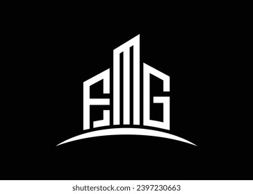 Letra FMG construyendo la plantilla de diseño del logotipo del monólogo del vector. Logo de la construcción de la forma FMG.