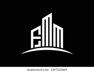 Letter FMM building vector monogram logo design template. Building Shape FMM logo.