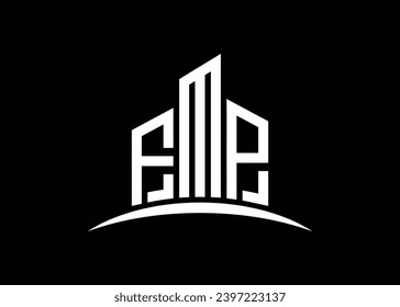 Letter FMP building vector monogram logo design template. Building Shape FMP logo.