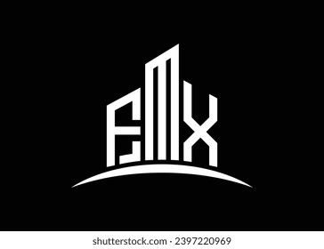 Letter FMX building vector monogram logo design template. Building Shape FMX logo.