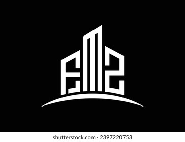 Letter FMZ building vector monogram logo design template. Building Shape FMZ logo.