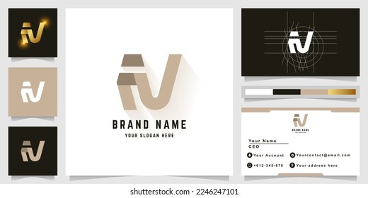Letra FN o logotipo de monograma AV con diseño de tarjeta de visita