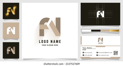 Letter FN oder FV-Monogramm-Logo mit Visitenkartendesign