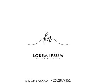 Letter FN Initial handwriting logo with signature and hand drawn style.