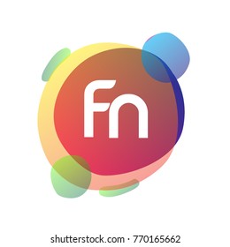 Letter FN logo with colorful splash background, letter combination logo design for creative industry, web, business and company.

