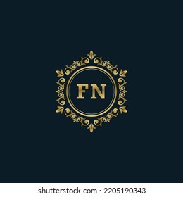 Letter FN logo with Luxury Gold template. Elegance logo vector template.