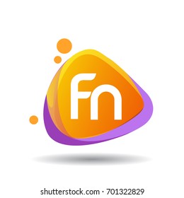 Letter FN logo in triangle splash and colorful background
