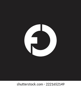 Letter FO OF F O circle geometric symbol simple logo vector