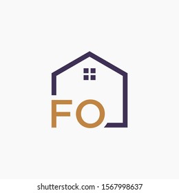letter FO or F O Line House Real Estate Logo. home concept. Construction logo template, Home and Real Estate icon. Housing Complex Simple Vector Logo Template. - vector