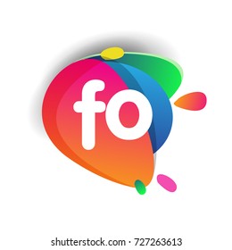 Letter FO logo with colorful splash background, letter combination logo design for creative industry, web, business and company