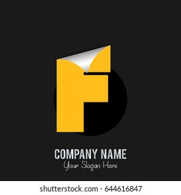 letter fold yellow F logo alphabet