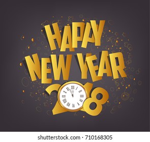 Letter Folding with Paper and clock, Happy New Year 2018
