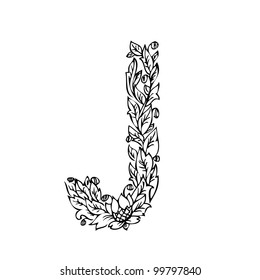 letter of foliage doodle