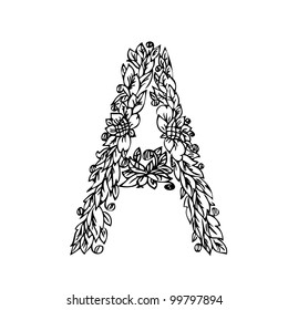 letter of foliage doodle