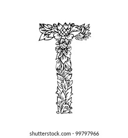 letter of foliage doodle