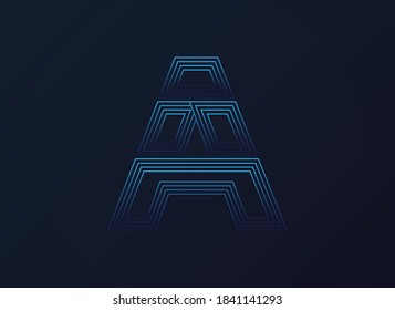 Letra A fuente, diseño de tecnología digital, concepto de red.  Ilustración del vector


