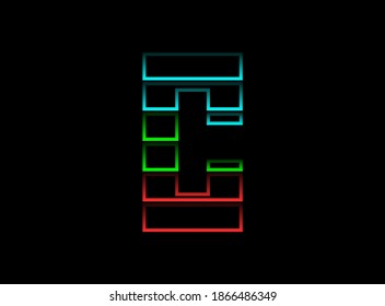 A letter font logo, Rgb color vector design. Dynamic split red, green, blue color on black background. For social media,design elements, creative poster, web template and more