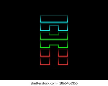 A letter font logo, Rgb color vector design. Dynamic split red, green, blue color on black background. For social media,design elements, creative poster, web template and more