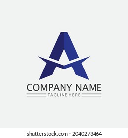A Letter and font logo A Template vector icon illustration design