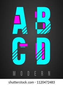 Letter font modern design. Set of letters A, B, C, D logo or icon. Vector illustration.