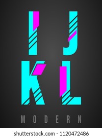 Letter font modern design. Set of letters I, J, K, L logo or icon. Vector illustration.