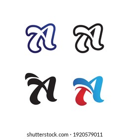 A Letter and font Template vector icon illustration design logo