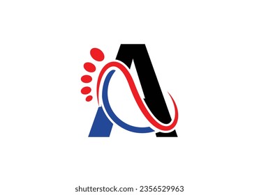 Letter A Foot Logo Design Vector Template. 