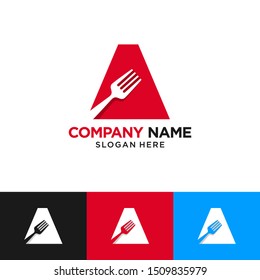 A Letter Fork Logo Design Template Inspiration, Vector Illustration.