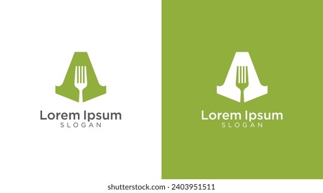 Plantilla de diseño de logotipo de tenedor de letra A