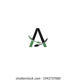 Letter A with fork and spoon logo icon design vector illustration