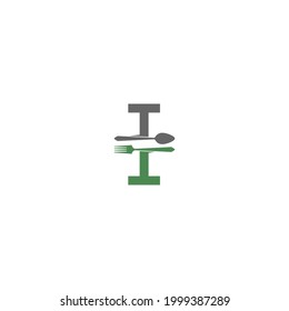 Letter I with fork and spoon logo icon design vector illustration 