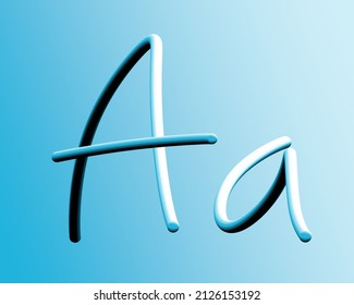 letra A en forma de diseño gráfico 3d con color gradiente azul cielo