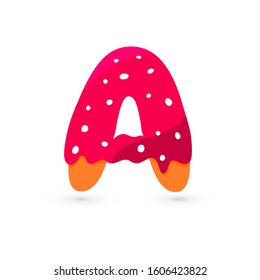 Letter A form of biscuit. Isolated. Vector illustration. Sweet concept. For graphic design, decoration, package kids product