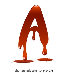 letter A in the form of current liquid paint