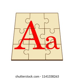 letter A in the form of a folded puzzle