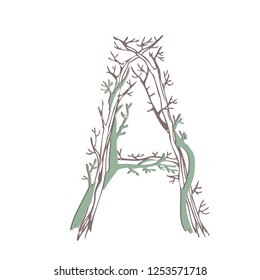 letter in the form of interlacing branches or arteries. graphic illustration.