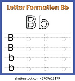 Bb – Hoja de trabajo de trazado de mayúsculas y minúsculas
