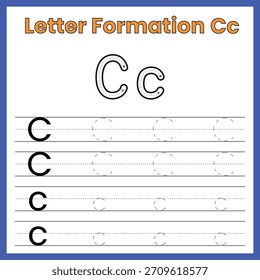 Cc de formación de letras – Hoja de trabajo de trazado de mayúsculas y minúsculas