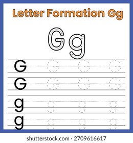 Formación de Letras Gg – Hoja de Trabajo de Rastreo de Mayúsculas y Minúsculas