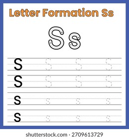 Ss de formación de letras – Hoja de trabajo de trazado de mayúsculas y minúsculas
