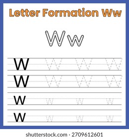 Letter Formation Ww – Uppercase and Lowercase Tracing Worksheet
