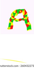 letter a forms geometric origami in red yellow green colors