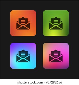 Letter four color gradient app icon design