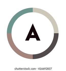 A letter, four colors in abstract background logo, design identity in circle, alphabet letter