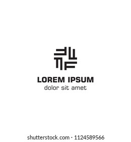 Letter four F abstract logo icon