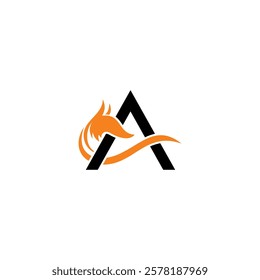 letter a with fox, logo , icon , latter A , animal