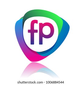 Letter FP logo with colorful splash background, letter combination logo design for creative industry, web, business and company.