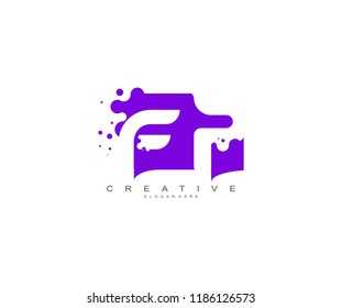 Letter FP Logo Design Vector with Abstract Square Shape Dots
